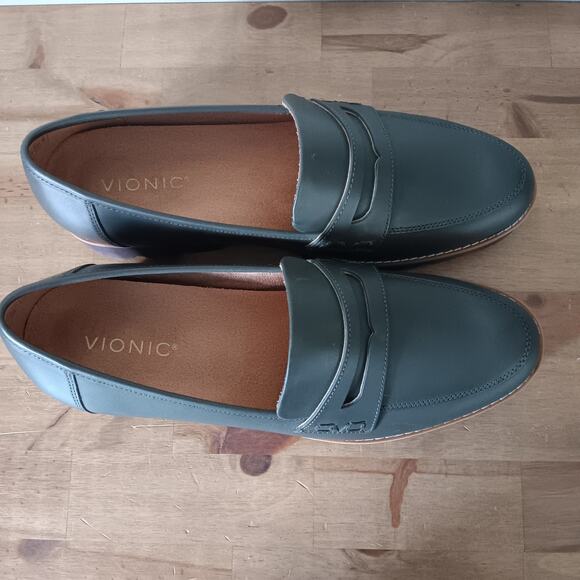 Vionic Cheryl II Dark Khaki Leather Loafer Shoe Women Size 9.5 W - Picture 4 of 10